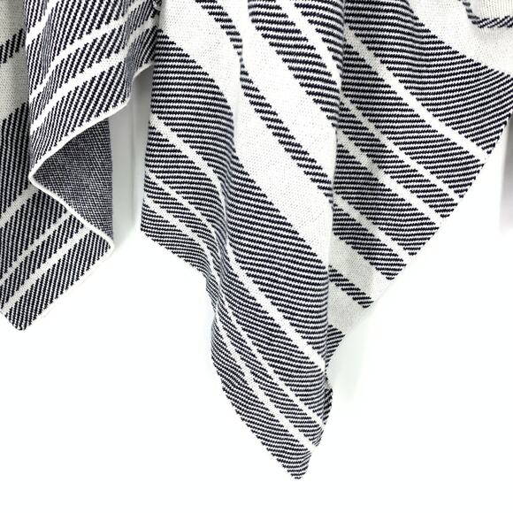 Talbots Women's One Size Striped Open Front Poncho Sweater Black/White - Picture 5 of 6